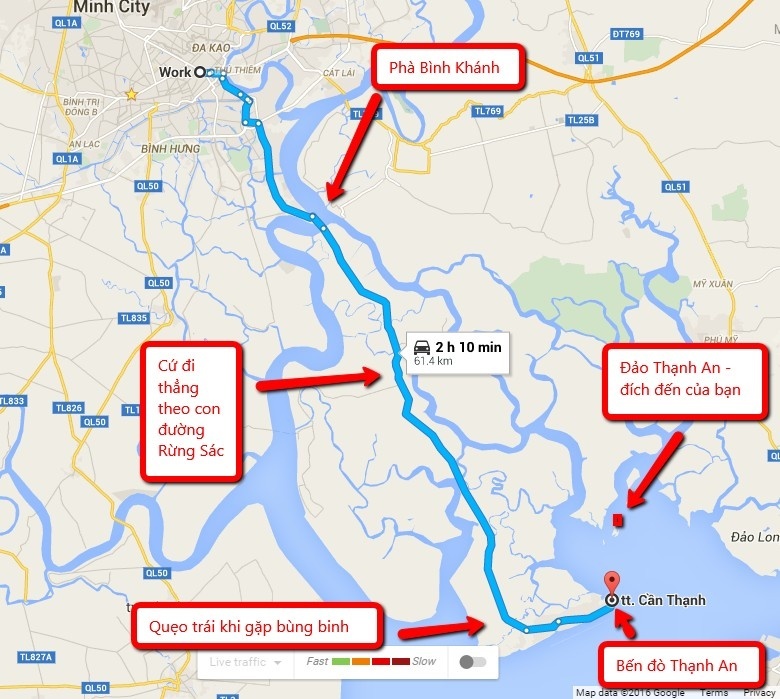 Bản đồ map đi Cần Giờ từ trung tâm TPHCM